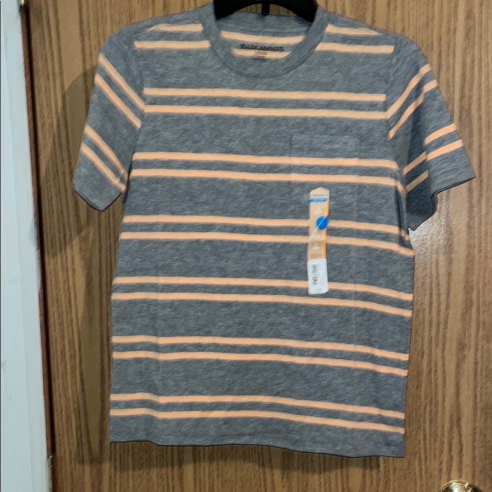 Gray and Orange Striped Kids Tee